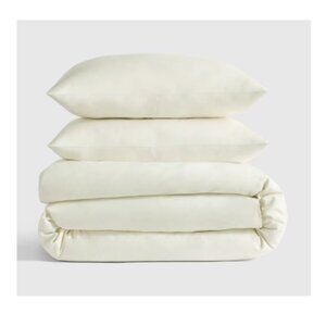 Quince Classic Organic Cotton King Duvet Cover Set Ivory King